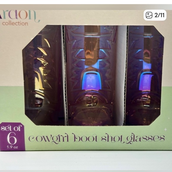 Iridescent Pink Cowboy Boot Shot Glasses - Set of 6 - Picture 2 of 8